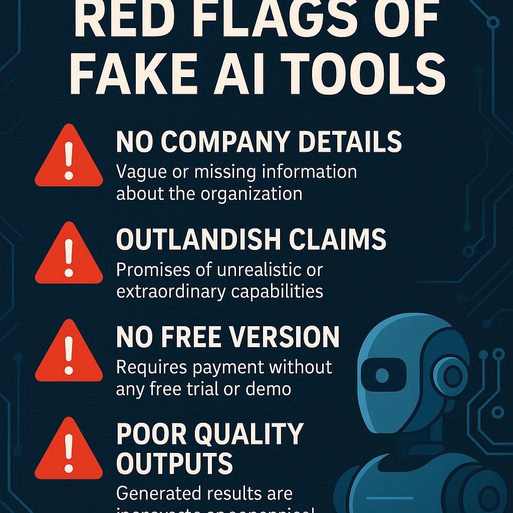 AI-generated infographic on avoiding AI tool scams