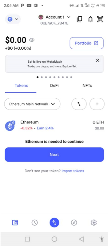 Investing in Cryptocurrency in 2025: Screenshot of my Metamask wallet