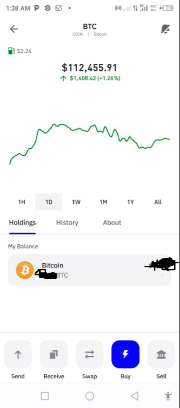 Investing in Cryptocurrency in 2025: screen short of my trustwallet showing bitcoin