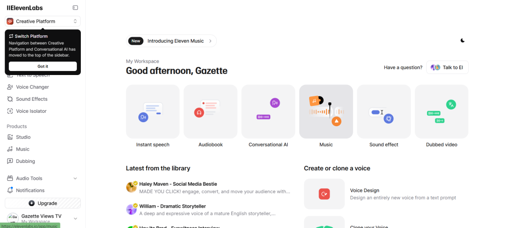 AI Tools to Earn Money Online in 2025: Elevenlabs screenshot