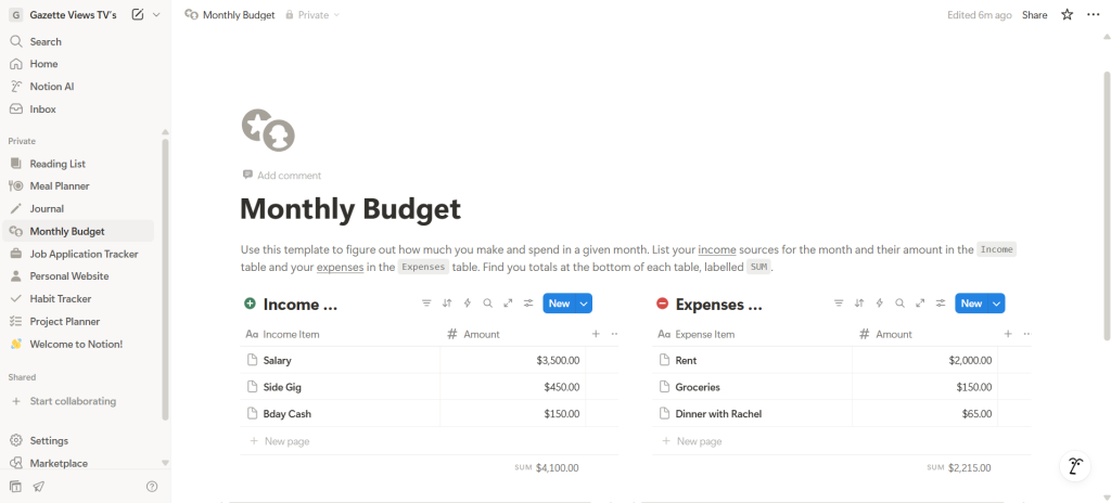 AI Tools to Earn Money Online in 2025:Notion AI screenshot