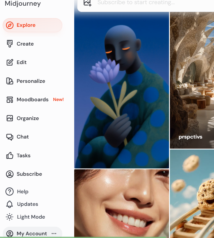 AI Tools to Earn Money Online in 2025: midjourney dashboard screenshot