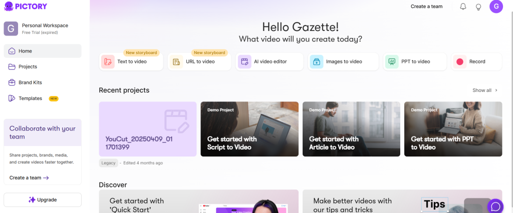 AI Tools to Earn Money Online in 2025: Pictory screenshot