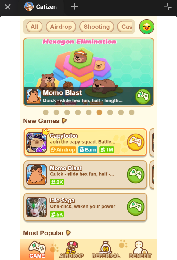 Screenshot of my Catizen bot dashboard for Telegram crypto mining 2025.