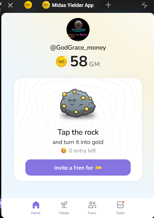 Screenshot of my Midas Yielder bot dashboard for Telegram crypto mining 2025.